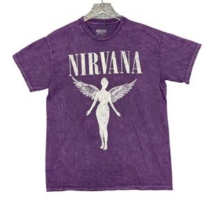 Nirvana Band Tee Mens Medium Purple In Utero Live '93 Tour T-Shirt Angel Graphic